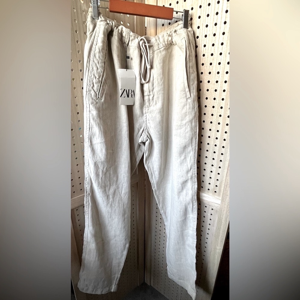 Zara ~ Relaxed Linen & Cotton Drawstring Pants